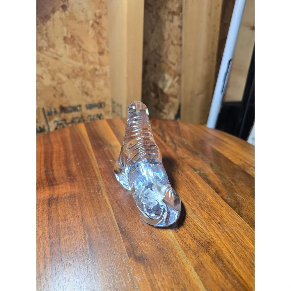 Baccarat Crystal Walrus Figurine Paperweight Made in France Clear Glass Animal